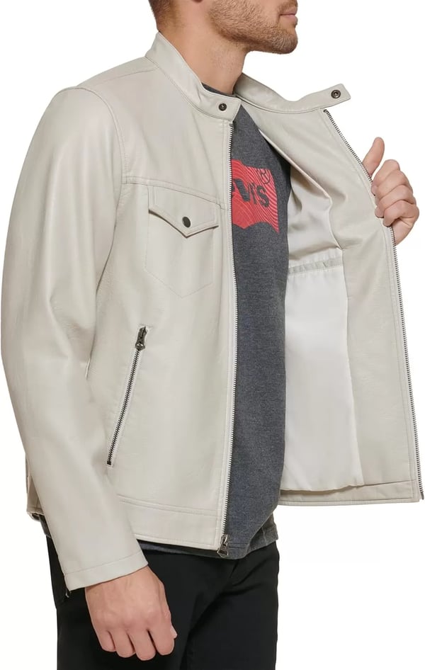 imageLevis Mens Faux Leather Racer JacketOyster