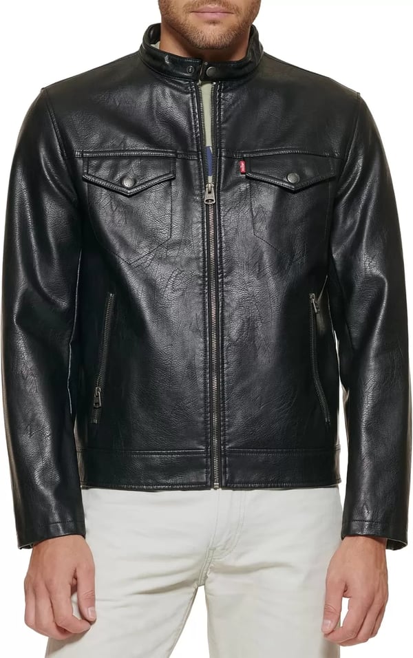 imageLevis Mens Faux Leather Racer JacketBlack