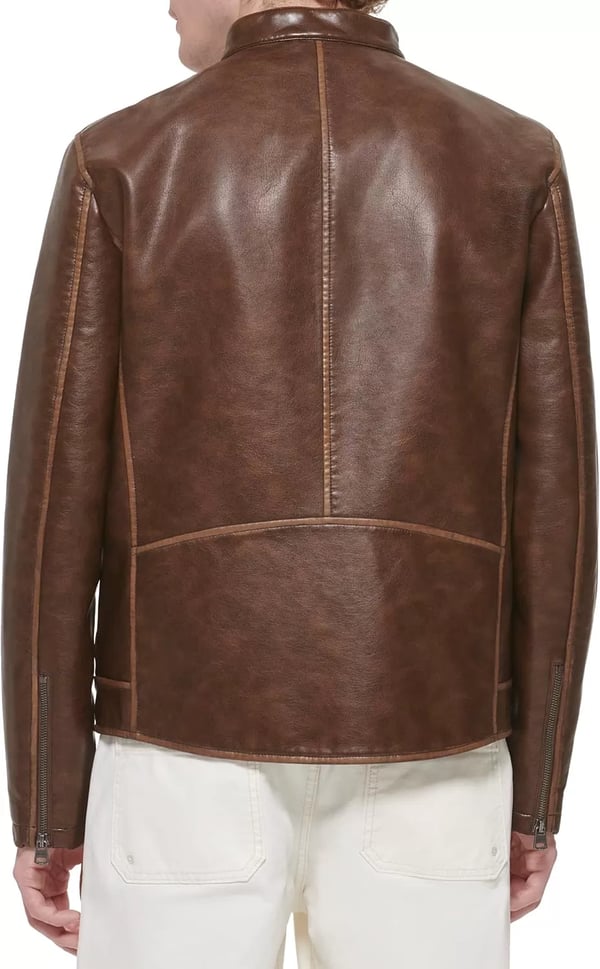 imageLevis Mens Faux Leather Racer JacketSaddle