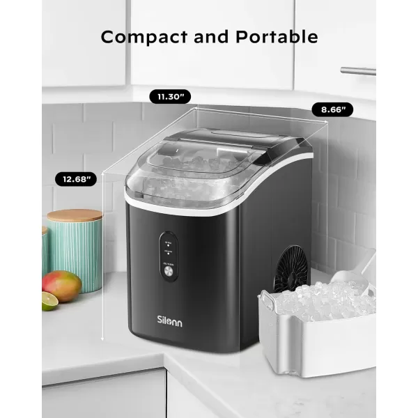 imageNugget Countertop Ice Maker  Silonn Chewable Pellet Ice Machine with SelfCleaning Function 33lbs24H Sonic Ice Makers for Home Kitchen Office BlackBlack