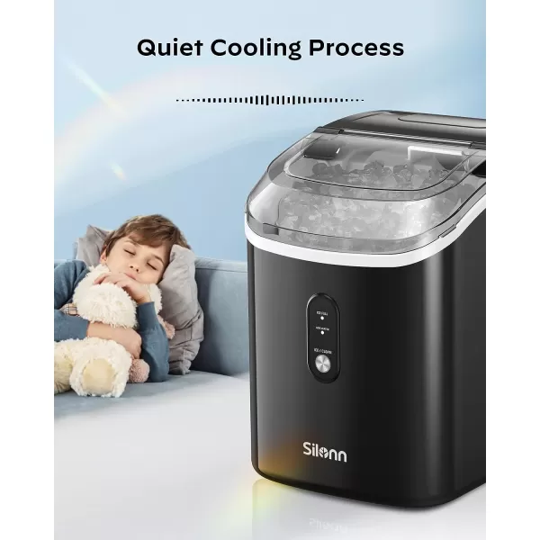 imageNugget Countertop Ice Maker  Silonn Chewable Pellet Ice Machine with SelfCleaning Function 33lbs24H Sonic Ice Makers for Home Kitchen Office BlackBlack