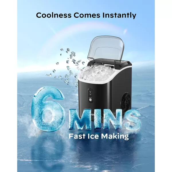 imageNugget Countertop Ice Maker  Silonn Chewable Pellet Ice Machine with SelfCleaning Function 33lbs24H Sonic Ice Makers for Home Kitchen Office BlackBlack