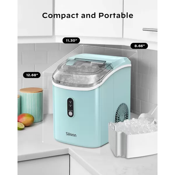 imageNugget Countertop Ice Maker  Silonn Chewable Pellet Ice Machine with SelfCleaning Function 33lbs24H Sonic Ice Makers for Home Kitchen Office BlackGreen