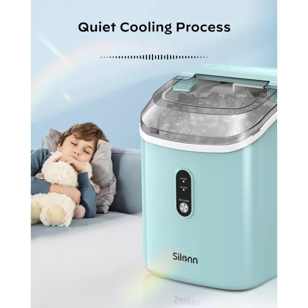 imageNugget Countertop Ice Maker  Silonn Chewable Pellet Ice Machine with SelfCleaning Function 33lbs24H Sonic Ice Makers for Home Kitchen Office BlackGreen