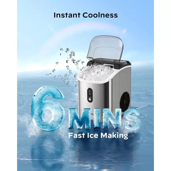 imageNugget Countertop Ice Maker  Silonn Chewable Pellet Ice Machine with SelfCleaning Function 33lbs24H Sonic Ice Makers for Home Kitchen Office BlackStainless Steel33lbs