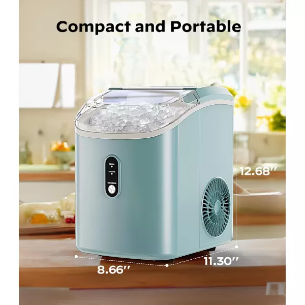 imageNugget Countertop Ice Maker Silonn Chewable Pellet Ice Machine with SelfCleaning Function 33lbs24H Portable Ice Makers for Home Kitchen Office GreenGreen
