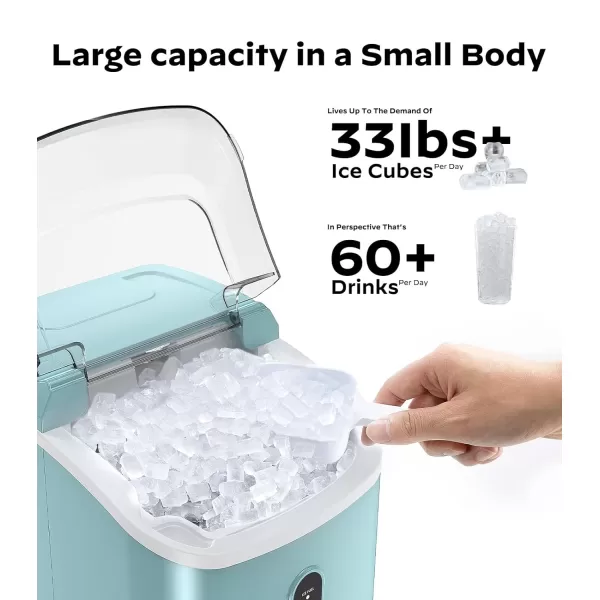 imageNugget Countertop Ice Maker Silonn Chewable Pellet Ice Machine with SelfCleaning Function 33lbs24H Portable Ice Makers for Home Kitchen Office GreenGreen
