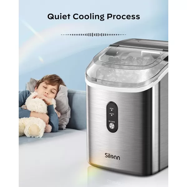 imageNugget Countertop Ice Maker Silonn Chewable Pellet Ice Machine with SelfCleaning Function 33lbs24H Portable Ice Makers for Home Kitchen Office Stainless SteelStainless Steel