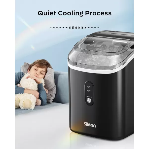 imageNugget Countertop Ice Maker Silonn Chewable Pellet Ice Machine with SelfCleaning Function 33lbs24H Portable Ice Makers for Home Kitchen Office Stainless Steelu200EBlacktransparent