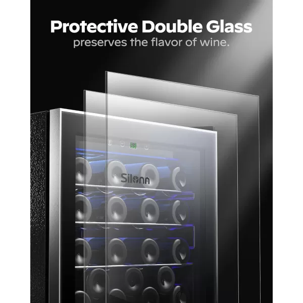imageSilonn 36 Bottle Wine CoolerCabinet Beverage RefrigeratorSmall Mini Wine Cellar for RedWhiteChampagne or Sparkling Wine40f61f Digital Temperature Control Wine Fridge Glass Door452cuft