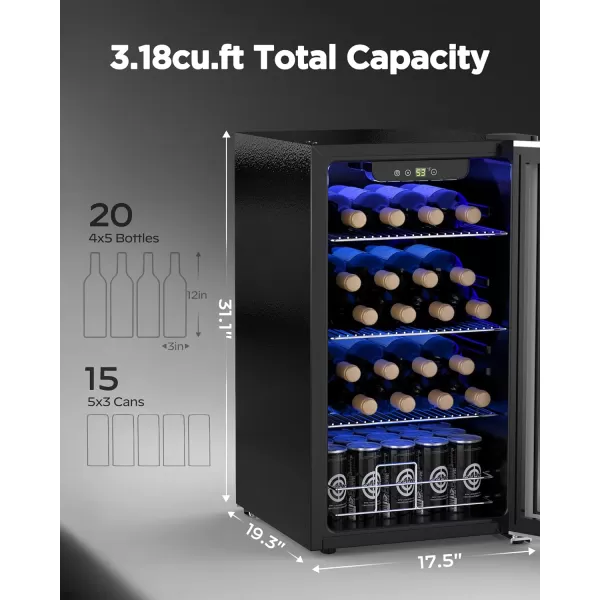 imageSilonn 36 Bottle Wine CoolerCabinet Beverage RefrigeratorSmall Mini Wine Cellar for RedWhiteChampagne or Sparkling Wine40f61f Digital Temperature Control Wine Fridge Glass Door318cuft