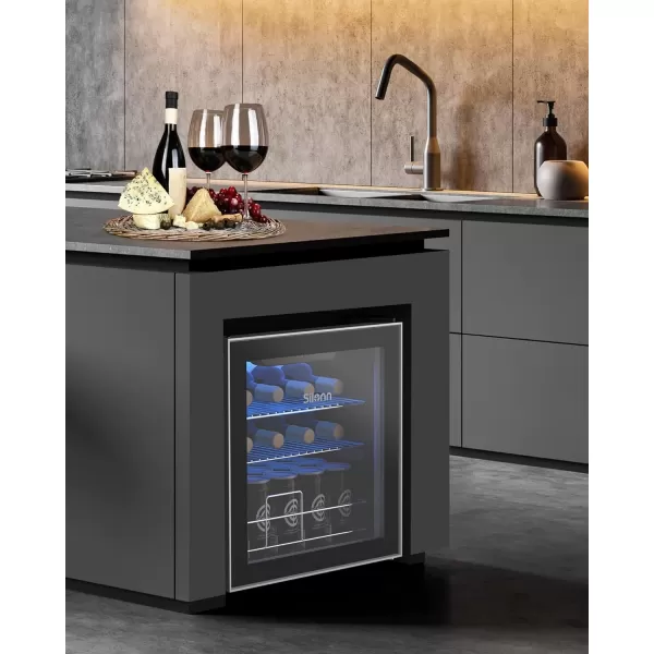 imageSilonn 36 Bottle Wine CoolerCabinet Beverage RefrigeratorSmall Mini Wine Cellar for RedWhiteChampagne or Sparkling Wine40f61f Digital Temperature Control Wine Fridge Glass Door163cuft