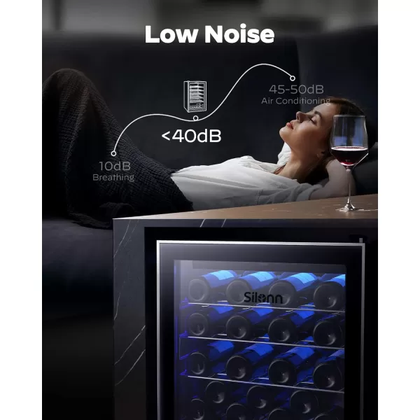 imageSilonn 36 Bottle Wine CoolerCabinet Beverage RefrigeratorSmall Mini Wine Cellar for RedWhiteChampagne or Sparkling Wine40f61f Digital Temperature Control Wine Fridge Glass Door452cuft