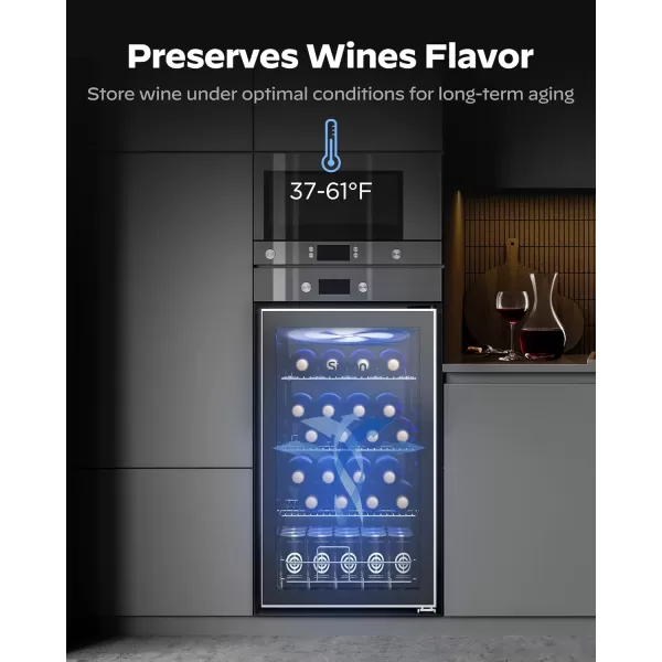 imageSilonn 36 Bottle Wine CoolerCabinet Beverage RefrigeratorSmall Mini Wine Cellar for RedWhiteChampagne or Sparkling Wine40f61f Digital Temperature Control Wine Fridge Glass Door318cuft