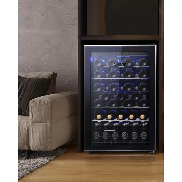 imageSilonn 36 Bottle Wine CoolerCabinet Beverage RefrigeratorSmall Mini Wine Cellar for RedWhiteChampagne or Sparkling Wine40f61f Digital Temperature Control Wine Fridge Glass Door452cuft