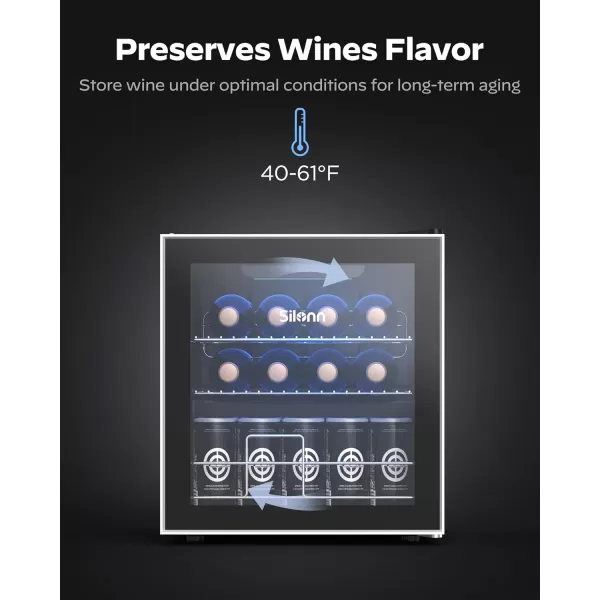 imageSilonn 36 Bottle Wine CoolerCabinet Beverage RefrigeratorSmall Mini Wine Cellar for RedWhiteChampagne or Sparkling Wine40f61f Digital Temperature Control Wine Fridge Glass Door163cuft