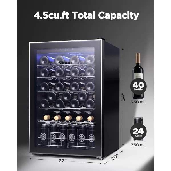 imageSilonn 36 Bottle Wine CoolerCabinet Beverage RefrigeratorSmall Mini Wine Cellar for RedWhiteChampagne or Sparkling Wine40f61f Digital Temperature Control Wine Fridge Glass Door452cuft