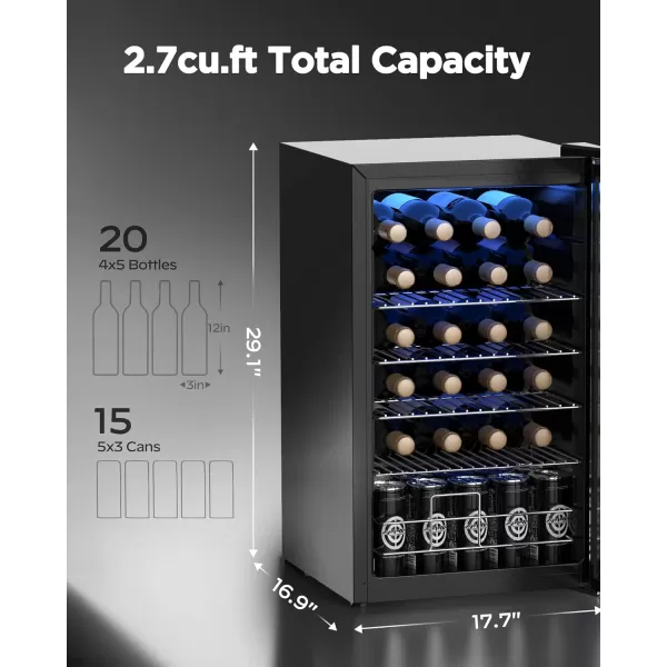imageSilonn 36 Bottle Wine CoolerCabinet Beverage RefrigeratorSmall Mini Wine Cellar for RedWhiteChampagne or Sparkling Wine40f61f Digital Temperature Control Wine Fridge Glass Door27cuft