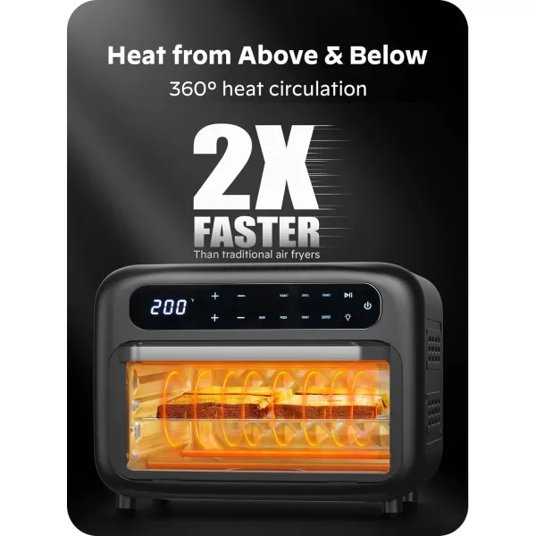 imageSilonn Air Fryer Oven 2in1 Smart Air Fryer Toaster Oven Combo 14QT Stainless Steel Air Fryer Oven with Digital Countertop Natural Convection Roast Bake Black14QT