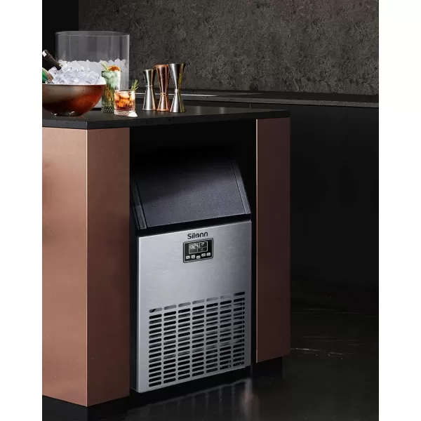 imageSilonn Commercial Ice Maker Creates 150lbs in 24H 33lbs Ice Storage Capacity Stainless Steel Freestanding Ice Maker Machine with Auto SelfCleaning for Home Office Bar Parties SLIM12T150lbs