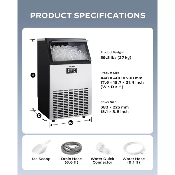 imageSilonn Commercial Ice Maker Creates 150lbs in 24H 33lbs Ice Storage Capacity Stainless Steel Freestanding Ice Maker Machine with Auto SelfCleaning for Home Office Bar Parties SLIM12T100lbs