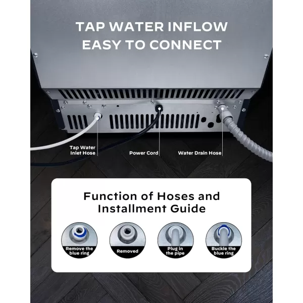 imageSilonn Commercial Ice Maker Machine 90lbs24H with 30lbs Bin Full Heavy Duty Stainless Steel Construction SelfCleaning Clear Cube for Home Bar Include Connection Hose Scoop150 LBS24H
