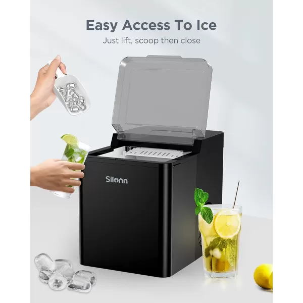 imageSilonn Commercial Ice Maker Machine 90lbs24H with 30lbs Bin Full Heavy Duty Stainless Steel Construction SelfCleaning Clear Cube for Home Bar Include Connection Hose Scoop10 x 15 x 12 inches