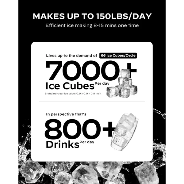 imageSilonn Commercial Ice Maker Machine 90lbs24H with 30lbs Bin Full Heavy Duty Stainless Steel Construction SelfCleaning Clear Cube for Home Bar Include Connection Hose Scoop150 LBS24H
