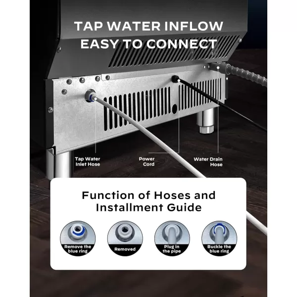 imageSilonn Commercial Ice Maker Machine 90lbs24H with 30lbs Bin Full Heavy Duty Stainless Steel Construction SelfCleaning Clear Cube for Home Bar Include Connection Hose Scoop270 LBS24H