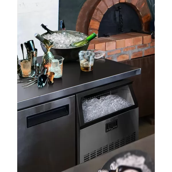 imageSilonn Commercial Ice Maker Machine 90lbs24H with 30lbs Bin Full Heavy Duty Stainless Steel Construction SelfCleaning Clear Cube for Home Bar Include Connection Hose Scoop270 LBS24H