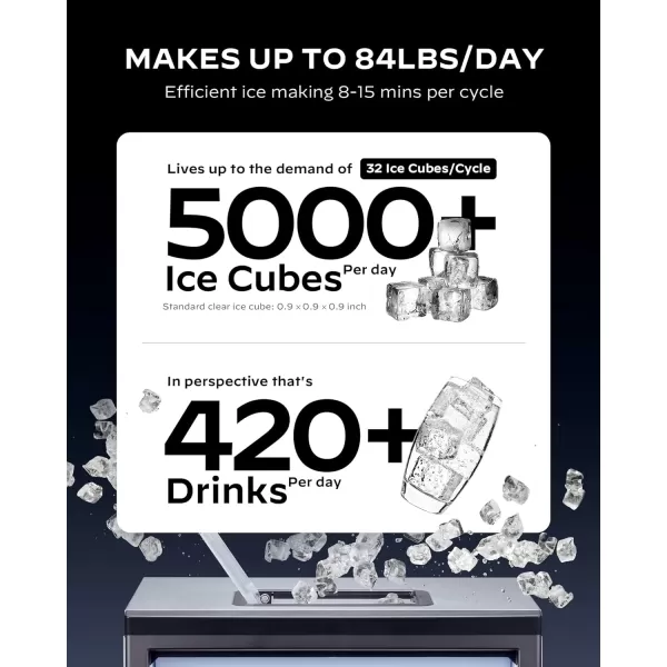 imageSilonn Commercial Ice Maker Machine Creates 100lbs in 24H 33lbs Ice Storage Capacity Stainless Steel Freestanding Ice Maker with Auto SelfCleaning for Home Office Bar Parties SLIM1190lb