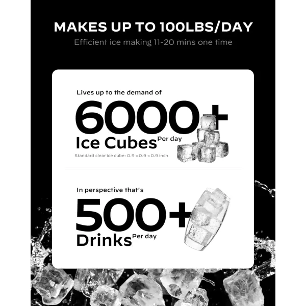 imageSilonn Commercial Ice Maker Machine Creates 100lbs in 24H 33lbs Ice Storage Capacity Stainless Steel Freestanding Ice Maker with Auto SelfCleaning for Home Office Bar Parties SLIM11100lb