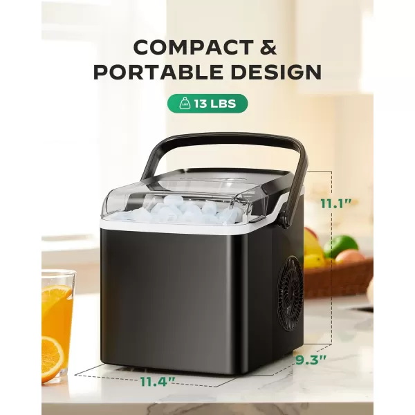 imageSilonn Countertop Ice Maker  9 Cubes Ready in 6 Mins 26lbs in 24Hrs Portable Ice Machine with SelfCleaning 2 Sizes of Bullet Ice for HomeKitchenPartyRV BlackBlack