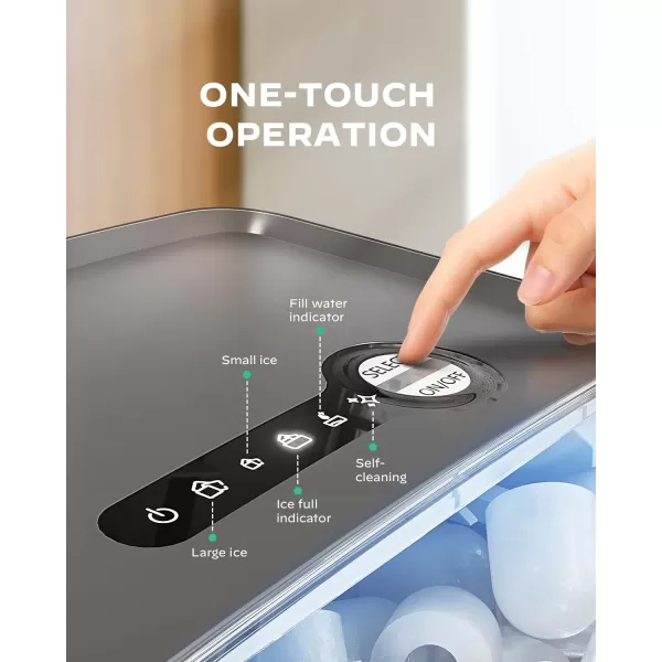imageSilonn Countertop Ice Maker  9 Cubes Ready in 6 Mins 26lbs in 24Hrs Portable Ice Machine with SelfCleaning 2 Sizes of Bullet Ice for HomeKitchenPartyRV BlackGrey
