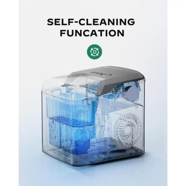 imageSilonn Countertop Ice Maker  9 Cubes Ready in 6 Mins 26lbs in 24Hrs Portable Ice Machine with SelfCleaning 2 Sizes of Bullet Ice for HomeKitchenPartyRV BlackGrey