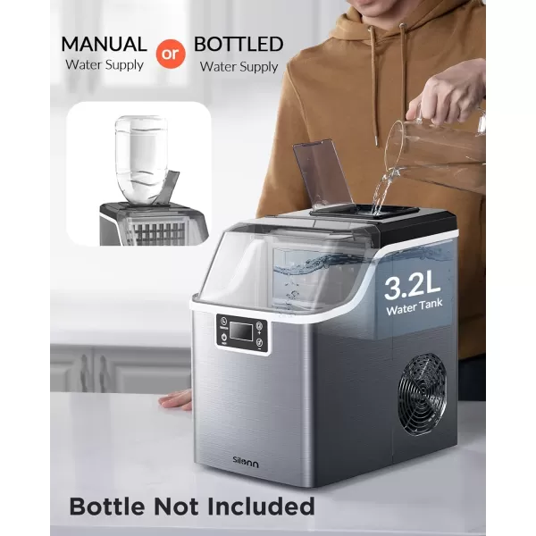 imageSilonn Countertop Ice Maker 45lbs Per Day 24Pcs Ice Cubes in 13 Min 2 Ways to Add Water Auto SelfCleaning Stainless Steel Ice Machine for Home Office Bar PartyStainless Steel45lbs
