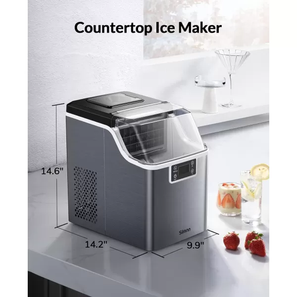 imageSilonn Countertop Ice Maker 45lbs Per Day 24Pcs Ice Cubes in 13 Min 2 Ways to Add Water Auto SelfCleaning Stainless Steel Ice Machine for Home Office Bar PartyStainless Steel