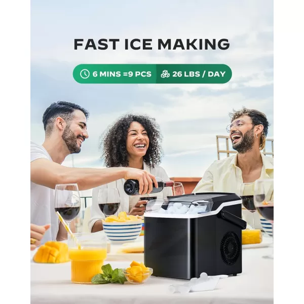 imageSilonn Countertop Ice Maker 9 Cubes Ready in 6 Mins 26lbs in 24Hrs Portable Ice Machine with SelfCleaning 2 Sizes of Bullet Ice for HomeKitchenPartyRV Stainless SteelBlack