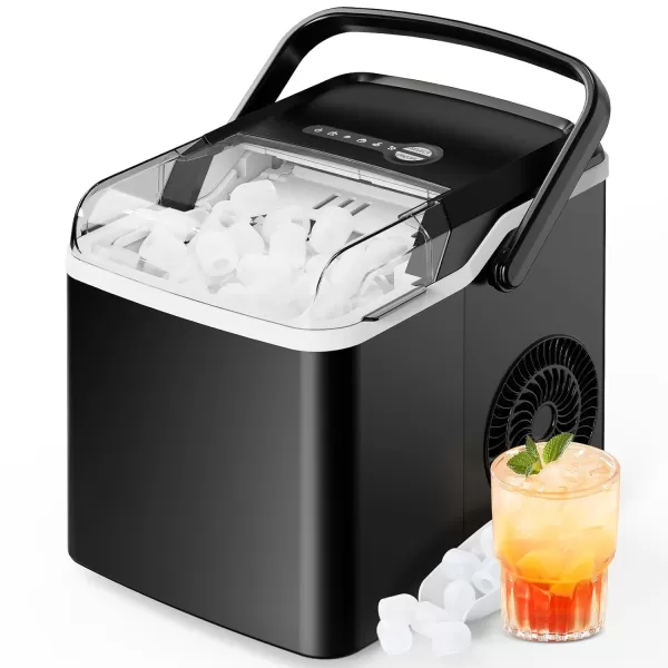 imageSilonn Countertop Ice Maker 9 Cubes Ready in 6 Mins 26lbs in 24Hrs Portable Ice Machine with SelfCleaning 2 Sizes of Bullet Ice for HomeKitchenPartyRV Stainless SteelBlack
