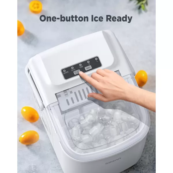 imageSilonn Countertop Ice Maker 9 Cubes Ready in 6 Mins 26lbs in 24Hrs SelfCleaning Ice Machine with Ice Scoop and Basket 2 Sizes of Bullet Ice for Home Kitchen Office Bar Party BlackWhite