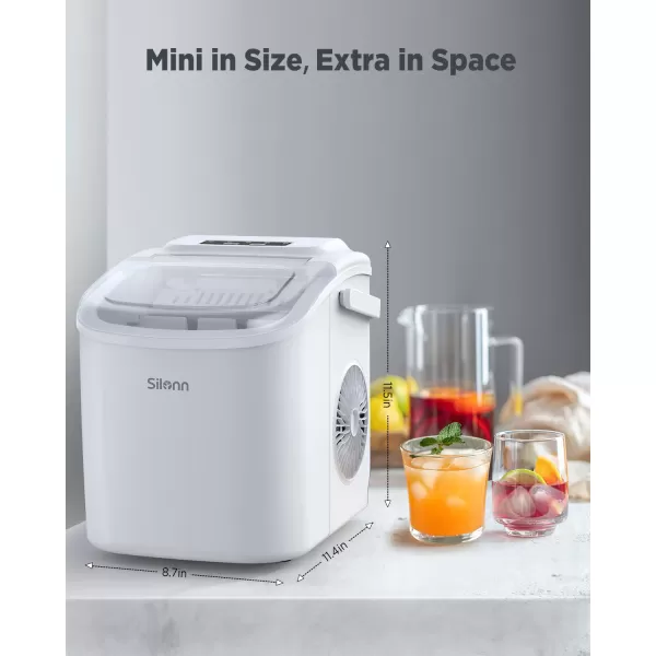 imageSilonn Countertop Ice Maker 9 Cubes Ready in 6 Mins 26lbs in 24Hrs SelfCleaning Ice Machine with Ice Scoop and Basket 2 Sizes of Bullet Ice for Home Kitchen Office Bar Party BlackWhite