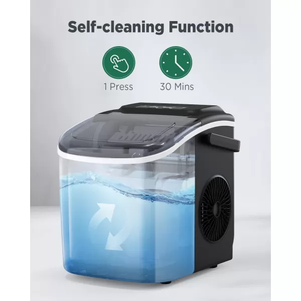imageSilonn Countertop Ice Maker 9 Cubes Ready in 6 Mins 26lbs in 24Hrs SelfCleaning Ice Machine with Ice Scoop and Basket 2 Sizes of Bullet Ice for Home Kitchen Office Bar Party BlackBlack