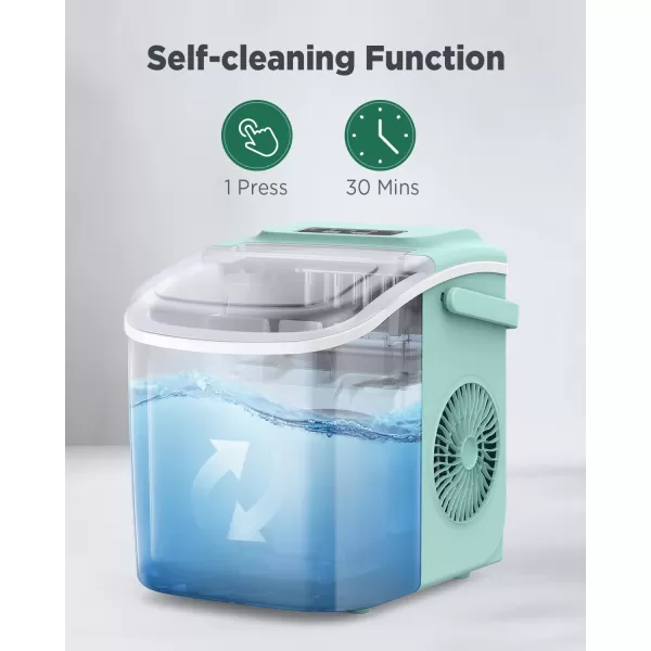 imageSilonn Countertop Ice Maker 9 Cubes Ready in 6 Mins 26lbs in 24Hrs SelfCleaning Ice Machine with Ice Scoop and Basket 2 Sizes of Bullet Ice for Home Kitchen Office Bar Party BlackGreen