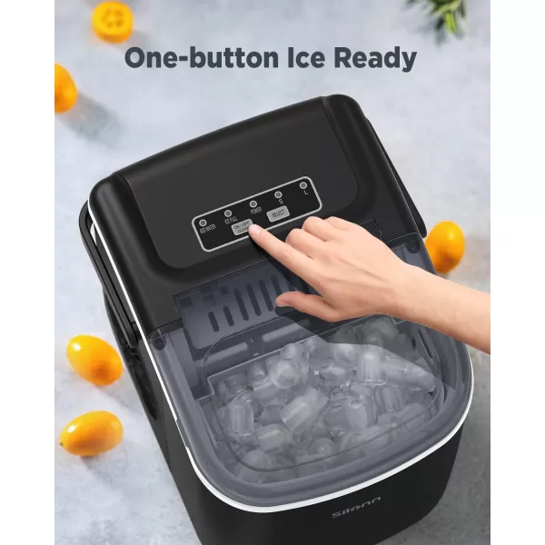 imageSilonn Countertop Ice Maker 9 Cubes Ready in 6 Mins 26lbs in 24Hrs SelfCleaning Ice Machine with Ice Scoop and Basket 2 Sizes of Bullet Ice for Home Kitchen Office Bar Party BlackBlack