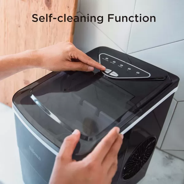 imageSilonn Ice Maker Countertop 9 Cubes Ready in 6 Mins 26lbs in 24Hrs SelfCleaning Ice Machine with Ice Scoop and Basket 2 Sizes of Bullet Ice for Home Kitchen Office Bar PartyBlacktransparent