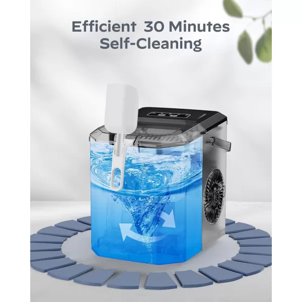 imageSilonn Ice Maker Countertop Portable Ice Machine with Carry Handle SelfCleaning Ice Makers with Basket and Scoop 9 Cubes in 6 Mins 26 lbs per Day Ideal for Home Kitchen Camping RVNew Stainless Steel