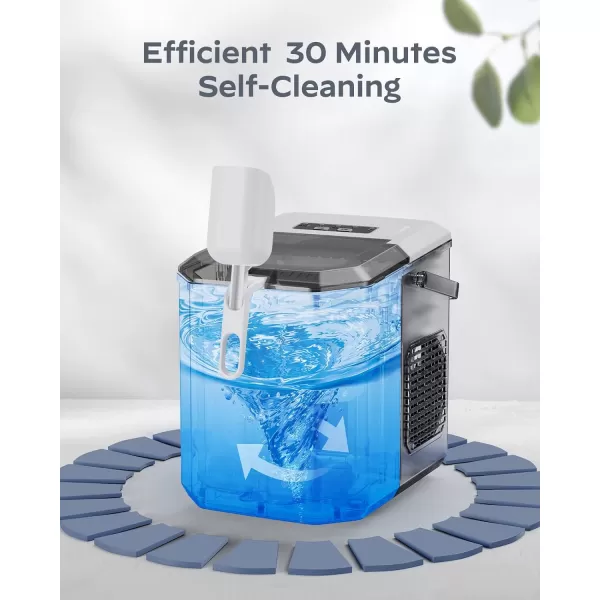 imageSilonn Ice Maker Countertop Portable Ice Machine with Carry Handle SelfCleaning Ice Makers with Basket and Scoop 9 Cubes in 6 Mins 26 lbs per Day Ideal for Home Kitchen Camping RVDark White
