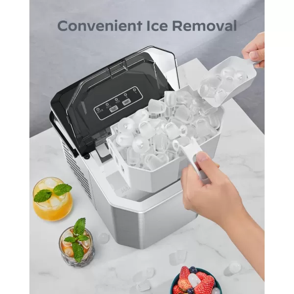 imageSilonn Ice Maker Countertop Portable Ice Machine with Carry Handle SelfCleaning Ice Makers with Basket and Scoop 9 Cubes in 6 Mins 26 lbs per Day Ideal for Home Kitchen Camping RVNew Stainless Steel