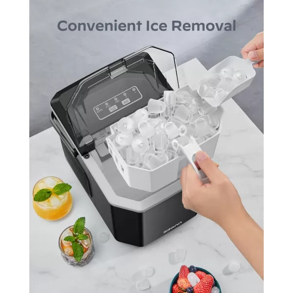 imageSilonn Ice Maker Countertop Portable Ice Machine with Carry Handle SelfCleaning Ice Makers with Basket and Scoop 9 Cubes in 6 Mins 26 lbs per Day Ideal for Home Kitchen Camping RVBlack Ice Maker