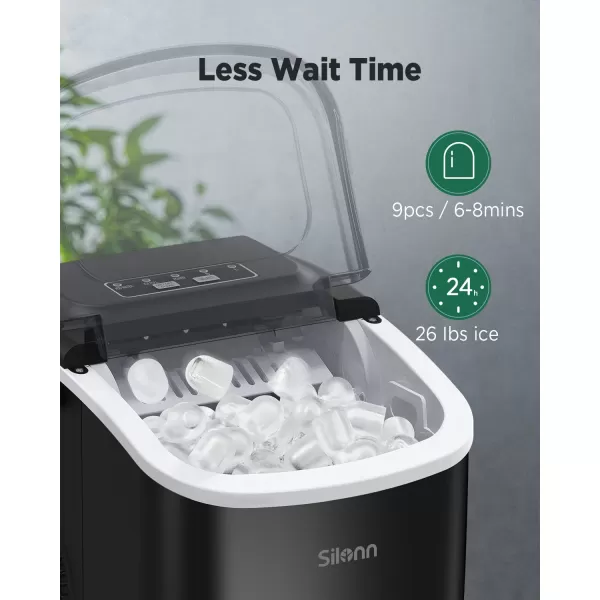 imageSilonn Ice Makers Countertop  24Pcs Ice Cubes in 13 Min 45lbs Per Day 2 Ways to Add Water Auto SelfCleaning Stainless Steel Ice Machine for Home Office Bar PartyBlackS09